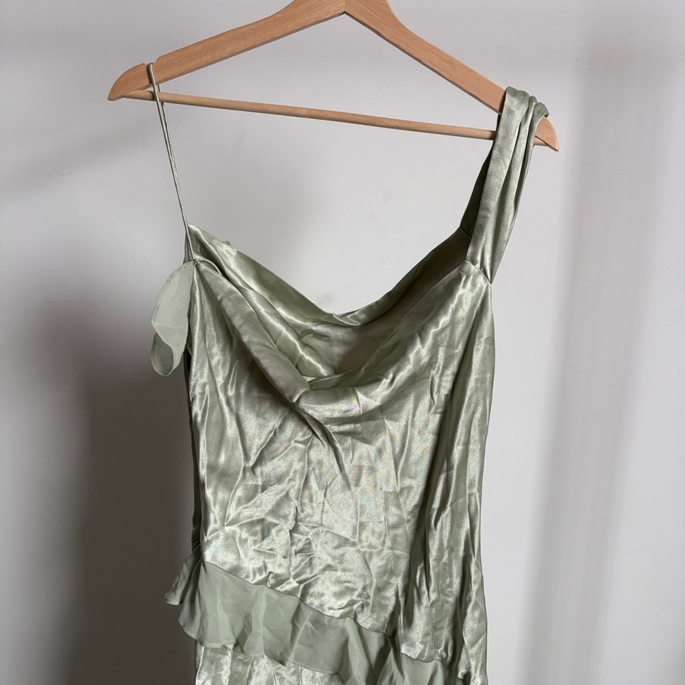 $319 NWT Sage For Love And Lemons “Sawyer” Ruffle Maxi Dress Sz Medium - Picture 13 of 16